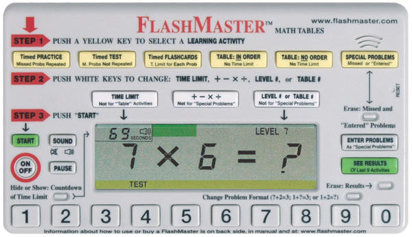The FlashMaster measures about 5"x7" and has the ability to give timed tests 