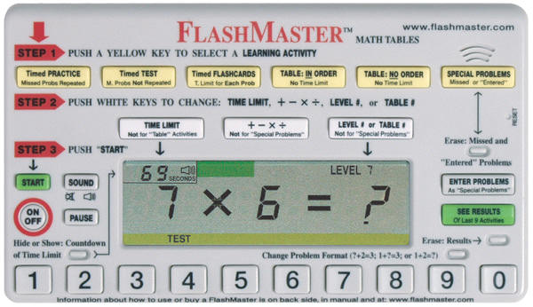 The FlashMaster measures about 5"x7" and has the ability to give timed tests The FlashMaster measures about 5"x7" and has the ability to give timed tests