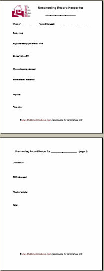Unschooling record keeper