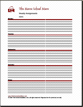 weekly assignments 2 column
