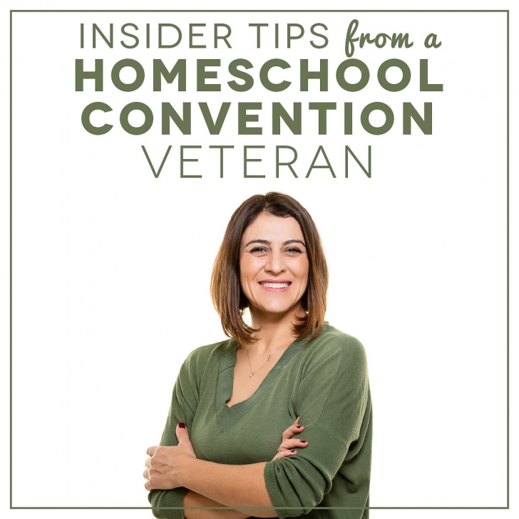 Homeschool Convention Insider Tips Smiling woman looking at camera with text Insider Tips from a Homeschool Convention Veteran