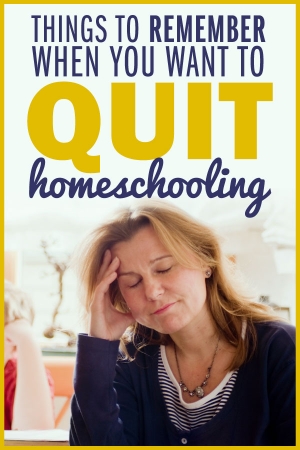 4 Things to Tell Yourself When You Want to Quit Homeschooling: Discouraged woman with hand on her forehead