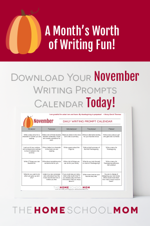 November Writing Prompts for Homeschoolers