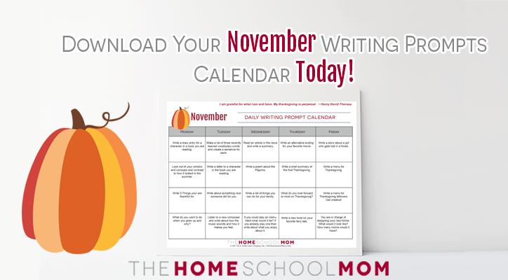 November Writing Prompts for Homeschoolers