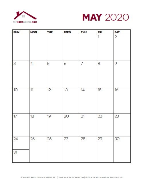 Homeschool Planner: Monthly Calendar Pages Homeschool Planner: Monthly Calendar Pages