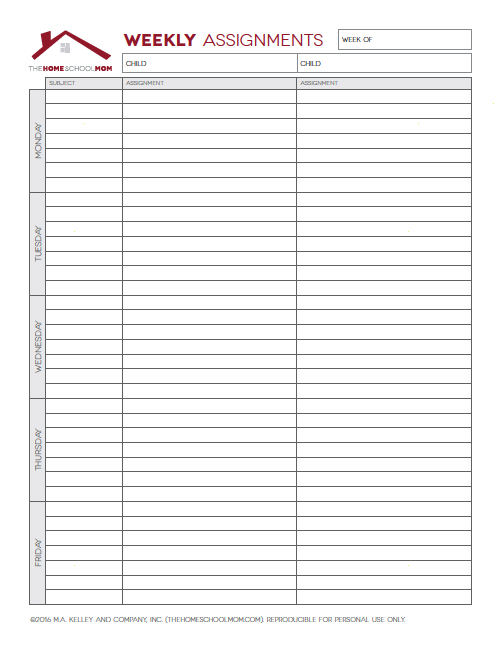 printable homeschool household planner pages thehomeschoolmom