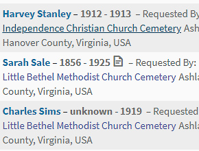 find-a-grave-1-min Find A Grave website screenshot showing list of memorials