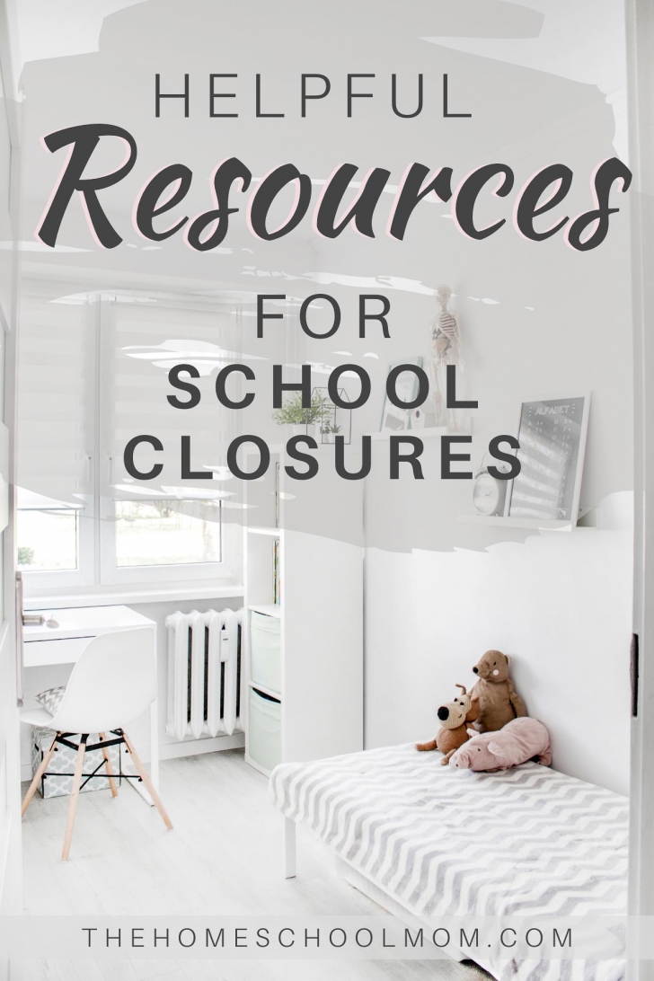 helpful-resources-school-closures-feat-min Background image of child's bedroom with text Helpful Resources for School Closures - TheHomeSchoolMom.com