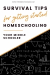 blackboard with formulas written in chalk and text overlay Survival tips for getting started homeschooling your middle schooler - thehomeschoolmom.com
