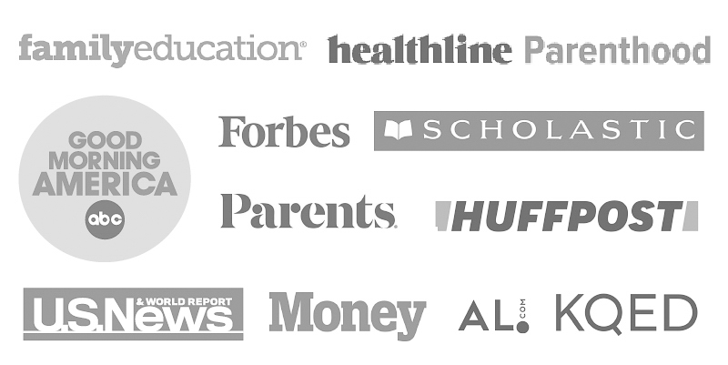 US News & World Report, Forbes, KQED, HuffPost, AL.com, Money, Healthline Parenthood, Family Education, Parents, Scholastic