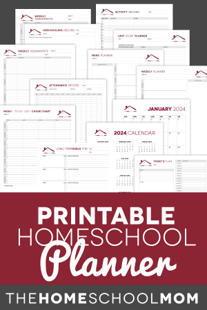 Screenshots of planner pages and text Homeschool Planner TheHomeSchoolMom