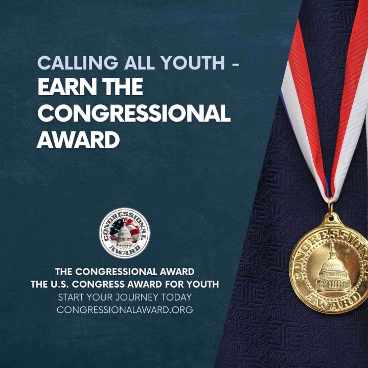 Calling all youth - earn The Congressional Award, the U.S. Congress award for youth. Start your journey today at congressionalaward.org.