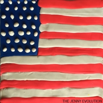 United States flag made of play dough.