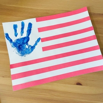 Construction Paper Flag with handprint for stars.