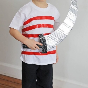 Homemade pirate costume and sword.