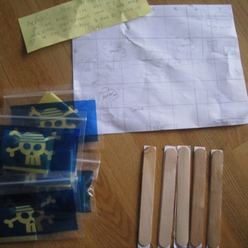 Instructions, map, and prizes for a backyard pirate treasure hunt.