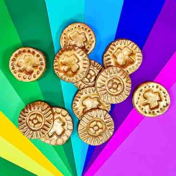 Clay leprechaun gold coins.