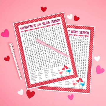 Valentine's Day Word Search screenshot.