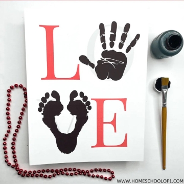 hand and foot print Valentine's Day printables.