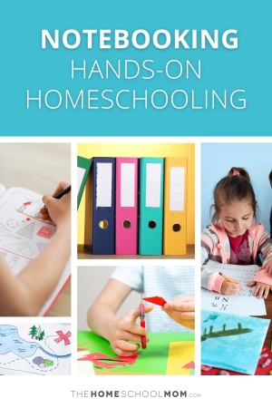 Composite image depicting child's notebooking including maps, artwork, letterwork, and workbook pages.