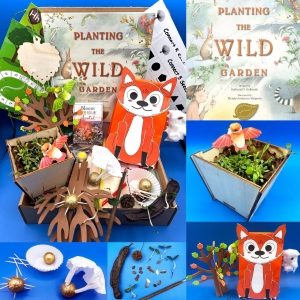 Composite image showing the contents of the Ivy Kids Kits for Planting the Wild Garden.