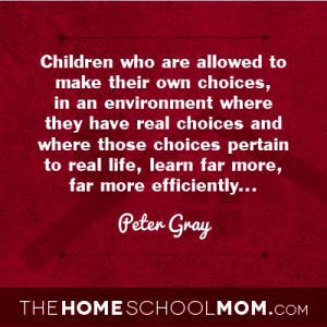 Peter Gray quote from TheHomeSchoolMom Blog Post "Why Homeschooling Boys Works"