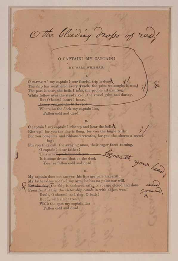 Corrected proof of "O Captain! My Captain!" Corrected proof of "O Captain! My Captain!"